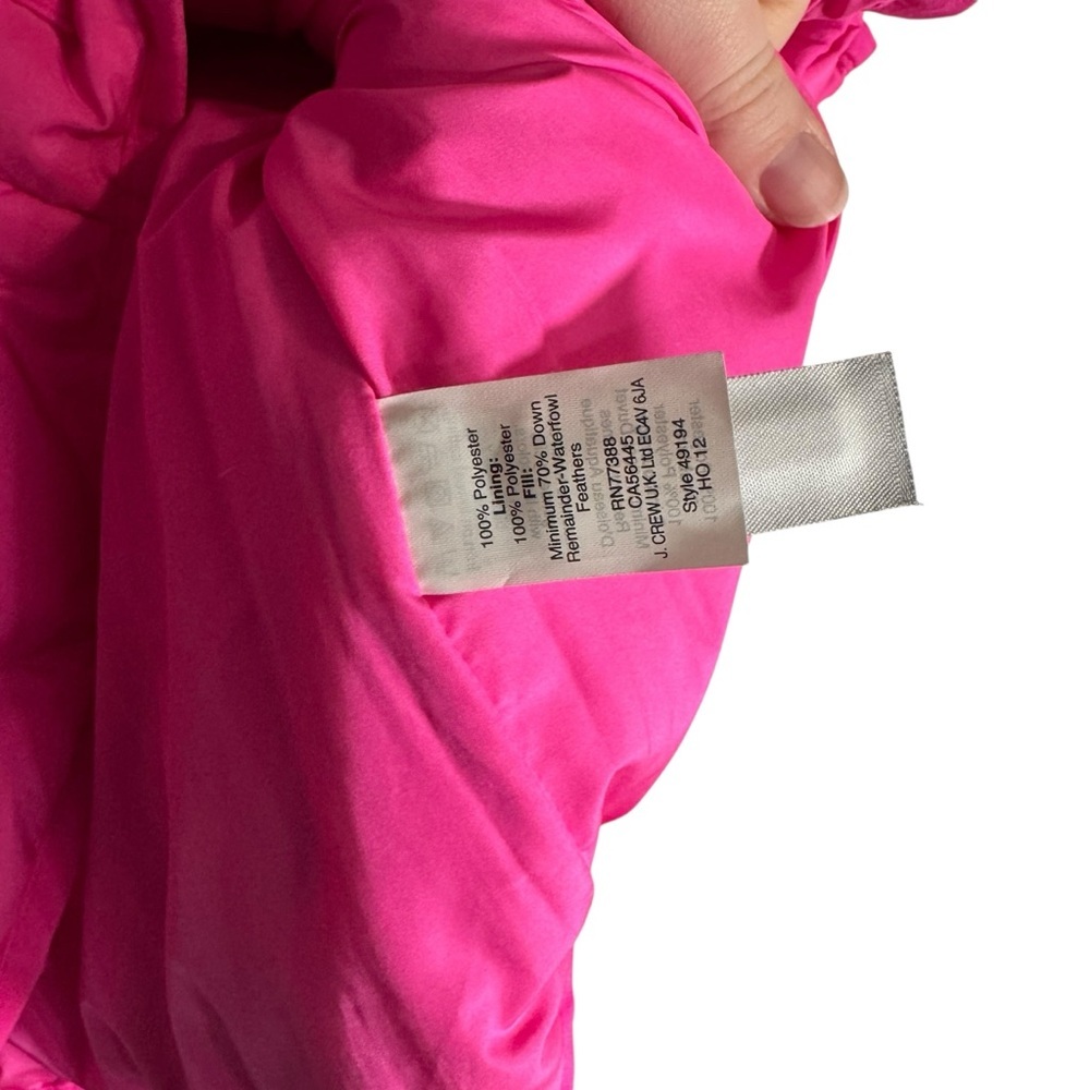 J. Crew Quilted Puffer Vest Excursion Hot Pink Gold Down Fill Zip Women's XL - Picture 5 of 5